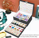 Earring Jewelry Box for Women Girls Stud Organizer, 5 Layers Black Jewelry Organizer Box With Lock Earring Holder Organizer Ring and Necklace Jewelry Box with Earrings Holder for Women Girls by TinyTreasures Baby Boutique