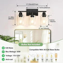 3 Light Bathroom Light Fixtures, Matte Black Modern Vanity Lights with Clear Glass Shade, Bathroom Wall Lamp for Mirror Kitchen Living Room Hallway Cabinet Porch by CozyNest Decor