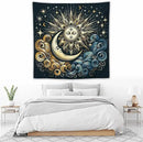 HZOHNAGO Sun Moon Tapestry Boho Golden Stars Pattern Printed Wall Tapestry Wall Hanging for Bedroom Living Room Dorm 60" W x 60" H by CozyNest Decor
