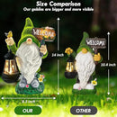 Lovinland Garden Gnome Statue Outdoor Decor Large Flocked Resin Gnome Figurine with Solar Light Holding Lantern Welcome Sign Garden Yard Decorations Dwarf Sculpture for Outside Patio Porch Lawn Decor by GreenHaven Gardens