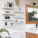 RICHER HOUSE 8 Set Floating Wall Mounted Shelves, Nursery Hanging Book Shelves with Lip for Storage, White Display Picture Ledge Shelf for Bedroom Bathroom Kitchen Living Room Wall Decor, Modern White by CozyNest Decor