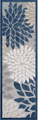 Beverly Rug Outdoor Runner Rug 2x7 Modern Floral Tropical Area Rugs for Indoor and Outdoor Patio Easy to Clean Non Shedding Living Room Porch Garden Washable Outside Carpet (2 x 7 Blue) by CozyNest Decor