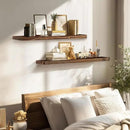 36"x6.8"x1.2" Solid Wood Floating Shelves 2-Pack - Rustic Brown Finish with Hidden Brackets, Perfect for Storage and Décor in Living Room, Kitchen, Bedroom by CozyNest Decor
