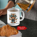 Personalized Tech Enthusiast Coffee Cup 11oz 15oz, Customized Steampunk Character Design Ceramic Mug, Unique Custom Name Mug Gift For Engineer, Kid Cup, Cute Mechanic White Cup by CozyNest Decor
