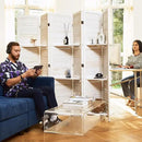 Partition Room Dividers, Folding Wood Privacy Screen with Three Display Shelves Suitable for Home Office, Study, Art Display - 6 Panel, 67 * 77inch (White) by CozyNest Decor