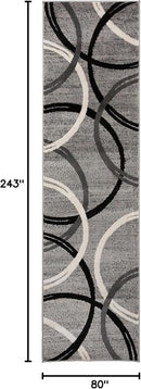 Rugshop Modern Wavy Circles Design Runner Rug 2'7" x 8' Gray by TinyTreasures Baby Boutique