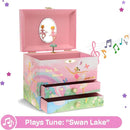 Jewelkeeper Jewelry Box for Girls - Spinning Ballerina Doll to Swan Lake Tune Music Box - Pink Jewelry Boxes for Girls with 2 Drawers - Ideal for Storing Necklaces and Bracelets - 7Lx5Hx6W Inches by TinyTreasures Baby Boutique