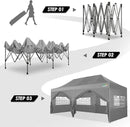 COBIZI 10x20 Canopy with Sidewalls, Heavy Duty Party Tent Pop up carpas para Fiestas, Tents for Parties, Wedding, Outdoor Ez up Foldable Portable Canopy Tent with Wheeled Bag, Grey(Windproof Upgrade) by GreenHaven Gardens
