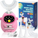 Kids U Shaped Electric Toothbrush with Music, 3 Modes, Voice Teaching, Mouthpiece Cleaning, Soft Bristle, Type-C Charging, Ages 3-12 Boys & Girls (Power Pink) by TinyTreasures Baby Boutique