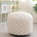 HIGOGOGO Round Stuffed Pouf Ottoman, Plaid Poufs with Foam Chunk Filling, Fluffy and Furry Pouf Foot Stool Storage Ottoman, 26 X 18 Floor Poufs Foot Rest for Living Room, Beige by CozyNest Decor
