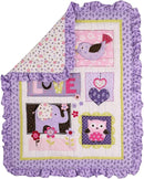 Brandream Crib Bedding Set 3 Pieces Purple Baby Girls Cotton Patchwork Flowers Elephant Owl Nursery with Ruffle Design, Princess Lovely Cute Breathable Healthy by TinyTreasures Baby Boutique
