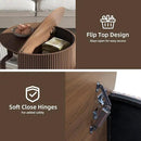 Round Coffee Table with Storage,Fluted Center Table with Sliding Cabinet Door for Living Room,Home Small Space,31.5" Small Center Table,Walnut by CozyNest Decor