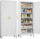 75" Tall Metal Kitchen Pantry Storage Cabinet, Freestanding Cupboard with 2 Doors and 5 Adjustable Shelves, Standing Storage for Kitchen, Bathroom, Garage, Dinning Room or Utility Room（White） by CozyNest Decor