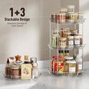 2 Pack 2 Tier Lazy Susan Organizer, 9.25'' Lazy Susan Turntable for Cabinet, Stackable Turntable Organizer Rotating Spice Rack Organization for Kitchen Countertop, Pantry, Bathroom, Clear by CozyNest Decor