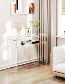 Acrylic Console Table, Entryway Table with Storage Shelves (1, 39.4 * 31.5 * 11.7) (Clear) by CozyNest Decor