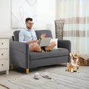 VINGLI 47" Small Couch, Dark Grey Linen Loveseat Sofa Mini Couch Mid Century Modern Decor Love Seat for Small Spaces Living Room, Bedroom, Play Room by CozyNest Decor