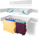 Step Up Laundry Drying Rack (28-INCH White), Wall Mounted, Retractable Clothes Drying Rack, 40lbs Capacity, 11.6 Linear Ft, with Wall Template and Long Screwdriver Bit by CozyNest Decor