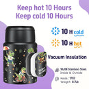 2-Pack Stainless Steel Vacuum Insulated Food Jar with Spoon, Soup Thermo Hot & Cold for Kids & Adults, Leakproof Insulated Lunch Containers with Carry Bag, 17oz.(Black-Dinosaur) by TinyTreasures Baby Boutique