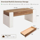 OKD 48" Modern Farmhouse Coffee Table, Wooden Living Room Table with Hidden Storage Drawer, Rustic Rectangular Center Tables with Wood Thick Design for Living Room, Office, Antique White by CozyNest Decor