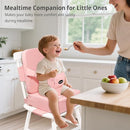 Toddler Booster Seat for Kitchen Chair, 2-in-1 Dining Table Booster Seat with Backrest & Adjustable Straps – Easy-Clean, PU Portable Toddler Eating Travel Increasing Cushion - Pink by TinyTreasures Baby Boutique