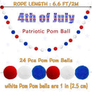 Jishi Pom Pom Garland 4th of July Decorations, Patriotic Red White Blue Felt Ball Garland, 3-Pack 6.6ft Long 24 Cute Pompom Balls String, Christmas Tree Decor Ornaments for Home Birthday Holiday Party by CozyNest Decor