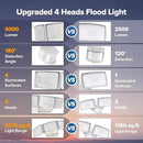 LUTEC 80W 9000LM LED Security Light Motion Sensor Outdoor Lights, 4 Head LED Flood Lights Outdoor 5000K Daylight, IP65 Waterproof, Motion Detected Lights for Outside, House, Garage, Yard (White) by GreenHaven Gardens