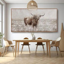 Farmhouse Highland Cow Wall Decor on Canvas with Framed Large Landscape Brown Artwork for Bedroom Living Room Office Decor 29x58 Inch by CozyNest Decor