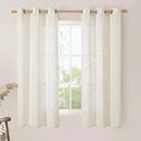 LAMIT Sheer Linen Curtains 63 inches Length, Light Filtering Panels Bronze Grommet Linen Textured Neutral Drapes for Kitchen/Bedroom, Natural, 2 Panels, 34 x 63 Inch by CozyNest Decor