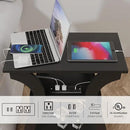 Black End Table Set of 2 with Charging Station, Side Table with USB Ports and Outlets, Black Nightstand, 3 Tier End Table with Storage Shelf for Living Room, Bedroom by CozyNest Decor