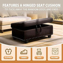 Ottoman Rectangular Storage Ottoman Bench, Faux Leather Footrest, Coffee Table, Stool Footstool with Hinged Lid for Living Room, Bedroom, Entryway, Brown, 28.5"x19"x17.5" by CozyNest Decor