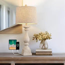 BOBOMOMO Retro 27" USB Charging Ports A/C Wash-White Farmhouse Lamps for Bedrooms Side Table Lamps Bedside Lamp for Nightstand Living Room 1 Pack by CozyNest Decor