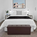 43 Inches Folding Storage Ottoman Bench, PU Leather Storage Chest, Footrest Padded Seat for Bedroom and Hallway, Holds up to 660 lbs, Brown by CozyNest Decor