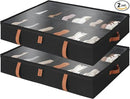 StorageWorks Shoe Organizer Under Bed for Closet, 2-Pack Ultra-thick Fabric Shoe Storage Containers with Bottom Support and Adjustable Dividers, Fits up to 24 Pairs, Black by CozyNest Decor
