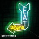Eat Here Neon Sign Kitchen Neon Signs for Wall Decor with Arrow Guidance Green Orange White Eat Dimmable LED Sign Diner Neon Signs for Wall Bar Restaurant Kitchen Man Cave Decor by CozyNest Decor