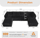 HOOOWOOO Modular Sectional Sofa,6 Pieces Sectional Couches for Living Room,131X66 L Shaped Cloud Couch with Ottoman Chaise Set(Black Velvet Corduroy) by CozyNest Decor