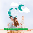 e-Graphic Design Inc Custom Name & Initial Moon Clouds Stars - Baby Boy - Nursery Wall Decal for Baby Room Decorations - Mural Wall Decal Sticker for Home Children's Bedroom (Wide 32" x 24" Heigh) by TinyTreasures Baby Boutique