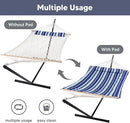 SUNCREAT Double Hammock with Stand, Two Person Cotton Rope Hammock, Blue Stripe by GreenHaven Gardens