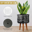 Harvest Land Plant Pots with Stand, Set of 2 Large Modern Planters Metal Tall Handmade Flower Pots with Drainage Holes Indoor Outdoor,Grey by CozyNest Decor