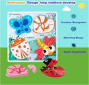 Wooden Creature Puzzles for Toddlers 2-4,Toddler Puzzle Ages 1-3, Montessori Educational Toys for 2 3 Years Old, Wood Learning Gifts for Preschool Kids Boys Girls by TinyTreasures Baby Boutique