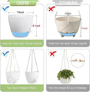 10 inch Self Watering Hanging Planters, 2 Pack Hanging Flower Pots for Indoor Outdoor Plants, Hanging Baskets with Drainage Holes & 2 Kinds of Plant Hangers for Garden Home Decor, White by CozyNest Decor