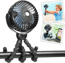 snawowo Mini Portable Baby stroller Fan, Battery Operated Personal Small Handheld Fan, 360° Rotate Flexible Tripod Rechargeable Clip On for Car Seat Crib Bike Treadmill Travel Camping Black by TinyTreasures Baby Boutique