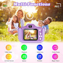 Kids Camera,HD Digital Video Camera with Protective Cover,Childrens Toys for 3 4 5 6 7 8 9 Year Old Boys/Girls,Selfie Camera for Kids,Christmas Birthday Gifts with 32GB SD Card (Unicorn Purple) by TinyTreasures Baby Boutique