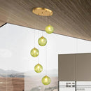 5-Light Chandelier, Globe Green Glass Flush Mount Pendant Light,15W Ceiling Hanging Light for Staircase Foyer Entryway Living Room Hotel Kitchen Island（3000K,G9 Bulbs Include） by CozyNest Decor