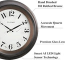 CLXEAST 18 Inch Large Illuminated Wall Clock with AI Smart Night Light Sensor,Modern Farmhouse Wall Clocks for Living Room,Bedroom,Bathroom, Kitchen, Home Office,Oil Rubbed Bronze Black by CozyNest Decor