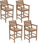 Tall Adirondack Chairs Set of 4, HDPE Wood Balcony Adirondack Chairs Set with Heart Cutout Design, Weather-Resistant Bar Height Furniture for Deck, Porch, Pool (Teak) by GreenHaven Gardens