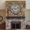 Unique Moving Gear Large Wall Clock - Battery Powered. Retro Industrial Steampunk Country Farmhouse Decor for The Living Room Kitchen Bars cafes and Offices (Blue/Metal/Round) by CozyNest Decor