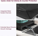 BOOSINY 2 Tier Black Large Stainless Steel Dish Drainers Drying Rack for Kitchen Counter with Drainboard, Rust Proof Metal, Space Saving, Modern Aesthetic, Compact Plates Strainers with Extra Mat by CozyNest Decor