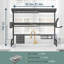 Over The Sink Dish Drying Rack,3 Tier Adjustable Length (25.5'' to 37.4'') Full Stainless Steel Large Storage Kitchen Dish Rack,for Kitchen Counter Expandable Multifunctional Organizers,Black by CozyNest Decor
