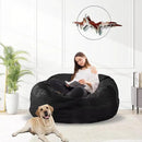 Bean Bag Chair for Adults 3FT,Soft Removable Cover for Teens/Girls Bedroom,Fluffy Giant Round Floor Beanbag Lounger Chairs (No Filler,Black) by CozyNest Decor