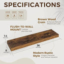 36 inch Floating Shelves Wall Shelves for Office with Invisible Brackets, 8 inch Deep Shelves for Bathroom, Living Room, Kitchen, Office, 36x7.9 inch deep Set of 2, Brown by CozyNest Decor